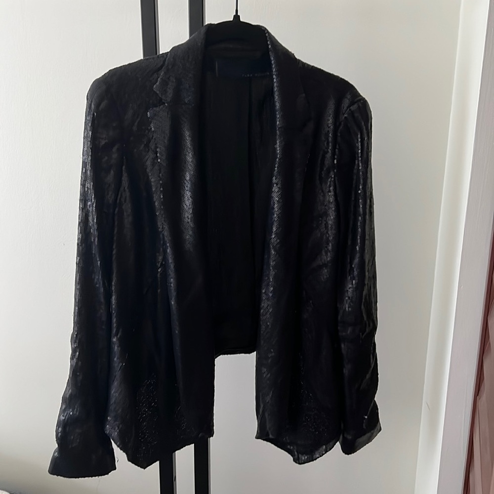Zara front drape sequin blazer